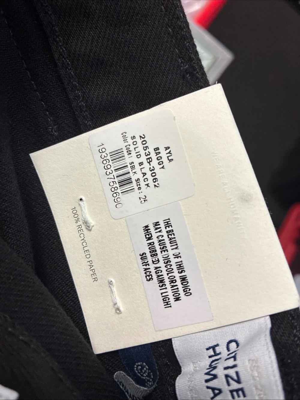 Women’s Citizens Of Humanity Ayla Baggy Jeans Solid Black SZ 25 NWT New - Picture 7 of 9